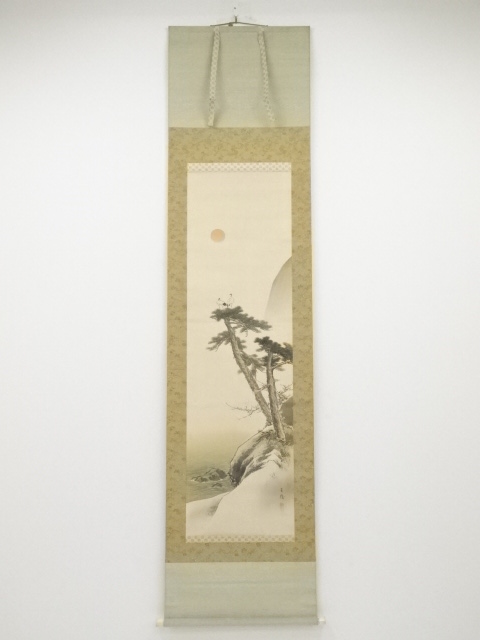 JAPANESE HANGING SCROLL / HAND PAINTED / MT. HORAI / BY KEIJU IMAI